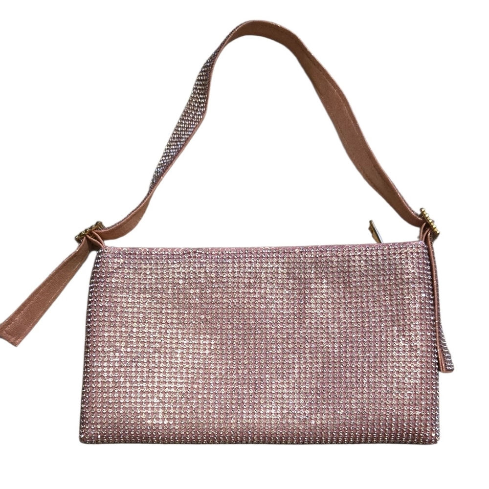 Elegant Pink Rhinestone Shoulder Bag